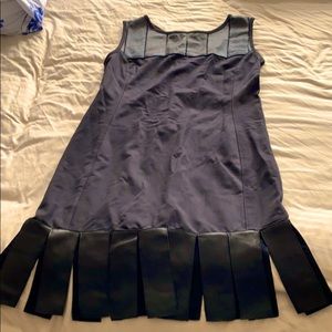 ♥️NWOT Sz S Grayse Black soft leather and rayon dress with leather fringe♥️